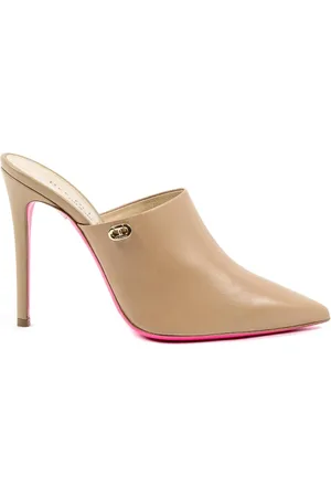 DEE OCLEPPO Schoenen, Dames, Bruin, 37 EU, Leer, Kameel Leren High-Heel Mule Sandaal