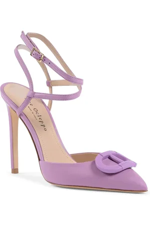 DEE OCLEPPO Schoenen, Dames, Paars, 38 EU, Paarse Leren Stiletto Pump