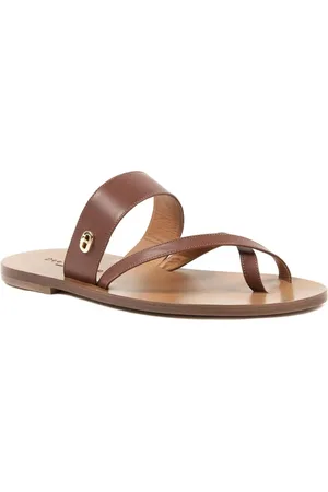 DEE OCLEPPO Schoenen, Dames, Bruin, 37 1/2 EU, Leer, Tan Leren Platte Sandalen