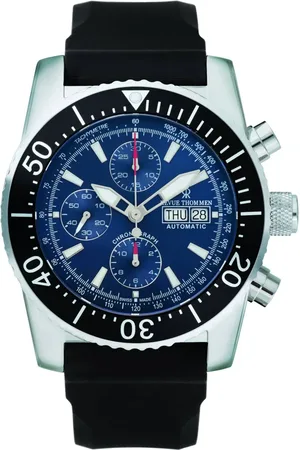 Revue Thommen Accessoires, Heren, Zwart, ONE Size, Diver Day & Date Silicone Horloge