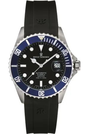 Revue Thommen Accessoires, Heren, Grijs, ONE Size, Automatisch Siliconen Horloge Blauwe Lunette