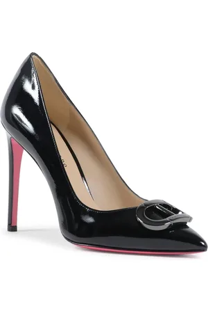 DEE OCLEPPO Schoenen, Dames, Zwart, 37 EU, Leer, Gouden Logo Leren Pomp