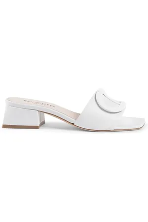 DEE OCLEPPO Schoenen, Dames, Wit, 36 EU, Leer, Logo Leren Muiltje met Platte Zool