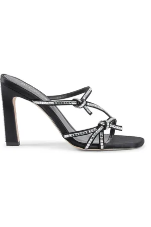 DEE OCLEPPO Schoenen, Dames, Zwart, 35 EU, Satijn, Kristalversierde hoge hak sandaal