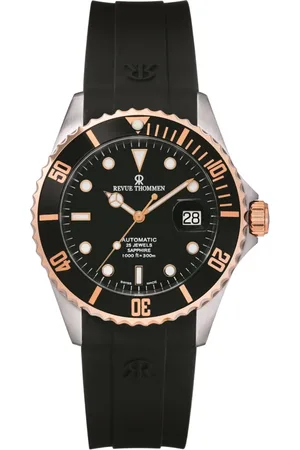 Revue Thommen Accessoires, Heren, Zwart, ONE Size, Automatisch Siliconen Horloge Zwart Roségoud