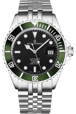 Revue Thommen Accessoires, Heren, Grijs, ONE Size, Automatisch duikhorloge groene bezel