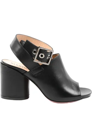 DEE OCLEPPO Schoenen, Dames, Zwart, 38 EU, Leer, Zwarte leren sandalen met 8 cm hak