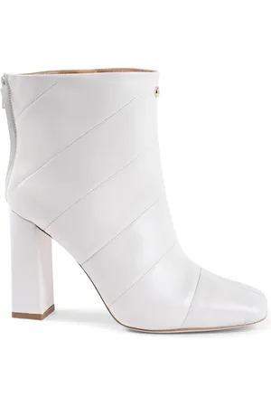 DEE OCLEPPO Schoenen, Dames, Wit, 37 EU, Leer, Gewatteerde Leren Enkellaarzen met Rits