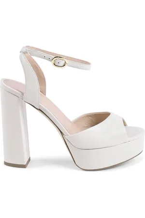 DEE OCLEPPO Schoenen, Dames, Wit, 40 EU, Leer, Afslankende Plateau Sandalen - Italiaans Leer