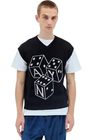 AWAKE NY Truien, Heren, Zwart, XL, Katoen, Intarsia Gebreid Vest