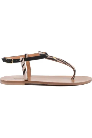 DEE OCLEPPO Schoenen, Dames, Veelkleurig, 36 EU, Leer, Leren Zebraprint Sandalen