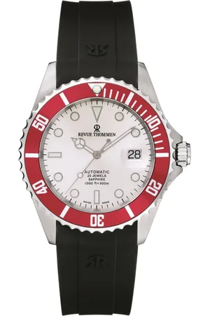 Revue Thommen Accessoires, Heren, Rood, ONE Size, Automatisch Siliconen Horloge Witte Wijzerplaat
