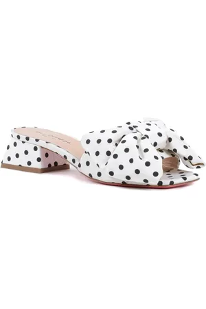 DEE OCLEPPO Schoenen, Dames, Wit, 37 EU, Polka Dot Bow Mule Sandalen