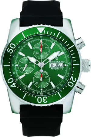 Revue Thommen Accessoires, Heren, Groen, ONE Size, Diver Day & Date Silicone Horloge