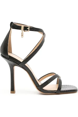 Michael Kors Schoenen, Dames, Zwart, 40 EU, Leer, Zwarte Strappy Platte Sandaal