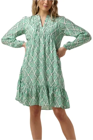 Moliin Kleedjes, Dames, Veelkleurig, L, Katoen, Groene Lillian Jurk