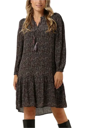 Moliin Kleedjes, Dames, Veelkleurig, L, Bruine Midi Jurk Ria