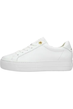 Paul Green Schoenen, Dames, Wit, 40 EU, Leer, Lage Sneakers met Luxe Details