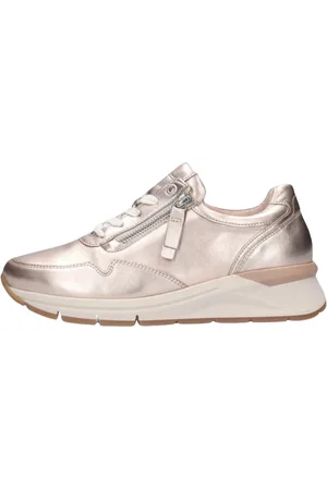 Gabor Schoenen, Dames, Geel, 38 EU, Leer, Gouden Lage Sneaker 587 Comfort Collectie