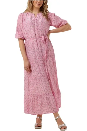 Moliin Kleedjes, Dames, Veelkleurig, L, Yanis Roze Midi Jurk