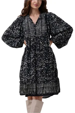 Moliin Kleedjes, Dames, Zwart, M, Salome Zwarte Midi Jurk