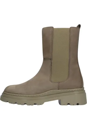 Hip Schoenen, Dames, Grijs, 40 EU, Leer, Meisjes Chelsea boots Trendy Model Taupe