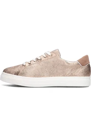 Hassia Schoenen, Dames, Geel, 37 EU, Leer, Gouden Lage Sneakers Bari