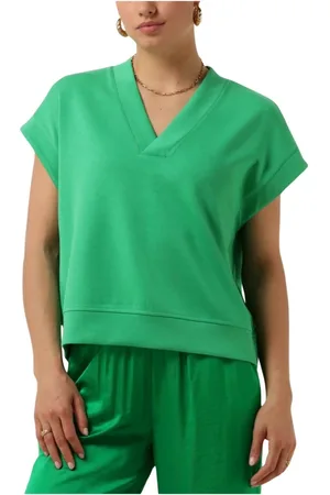 Scotch&Soda Truien, Dames, Groen, S, Groene V-hals Mouwloze Modal Sweatshirt
