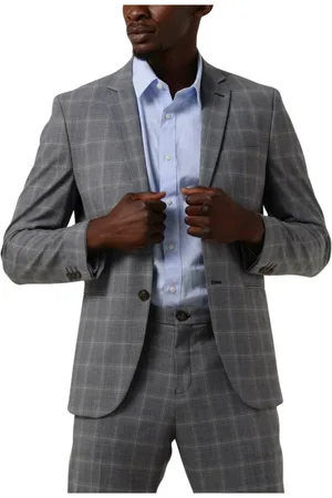SELECTED Pakken, Heren, Veelkleurig, M, Polyester, Slim-Liam Grijs/Blauw Geruit Blazer