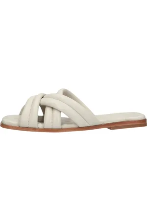 Shabbies Amsterdam Schoenen, Dames, Wit, 38 EU, Leer, Elegante Leren Dames Slippers