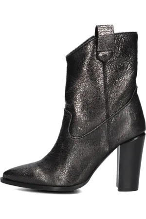 Bronx Schoenen, Dames, Grijs, 38 EU, Leer, Zilveren Enkellaarzen Next Americana