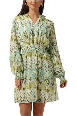 Minus Kleedjes, Dames, Veelkleurig, S, Denim, Groen Hart Korte Jurk