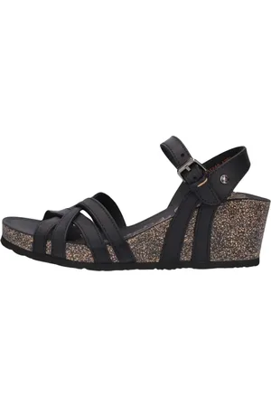 Panama Jack Schoenen, Dames, Zwart, 41 EU, Katoen, Zwarte Sleehak Sandaal Vera Basics