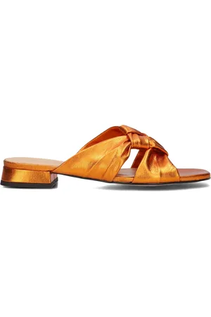Lina Locchi Schoenen, Dames, Oranje, 36 EU, Leer, Oranje Leren Gevlochten Slippers