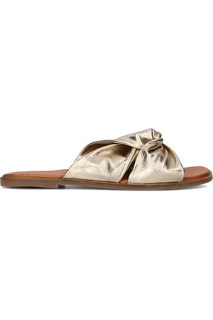 Lina Locchi Schoenen, Dames, Geel, 37 EU, Gouden Slippers voor Stijlvolle Zomerdagen