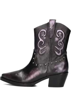 GOOSECRAFT Schoenen, Dames, Paars, 37 EU, Leer, Paarse Cowboy Laarzen Viv 1-A
