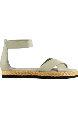 Högl Schoenen, Dames, Groen, 37 EU, Leer, Groene platte sandalen voor vrouwen