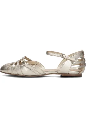 Bronx Schoenen, Dames, Geel, 39 EU, Leer, Gouden Kruisband Sandalen