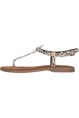 Lazamani Schoenen, Dames, Veelkleurig, 37 EU, Suède, Beige Sandalen met Dierenprint