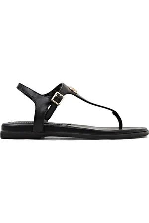 ESPRIT Schoenen, Dames, Zwart, 37 EU, Zwarte Casual Open Platte Sandalen