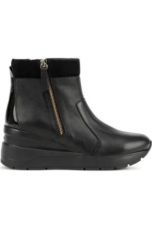 Geox Schoenen, Dames, Zwart, 36 EU, Zwarte Enkellaarsjes voor Vrouwen