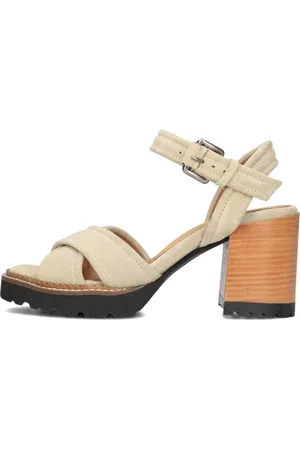 Shabbies Amsterdam Schoenen, Dames, , 38 EU, Leer, Leren Sandaal met Blokhak