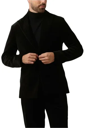 SELECTED Jassen, Heren, Zwart, XL, Velvet Slim-fit Blazer in Zwart