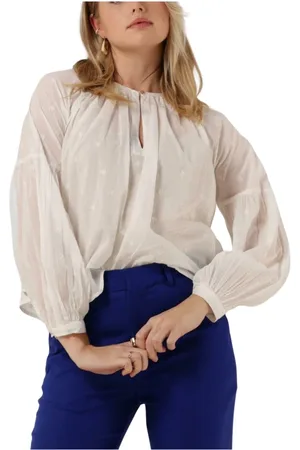 Scotch&Soda Blouses & Shirts, Dames, Wit, M, Tie Front Dobby Blouse Eenvoudig Volume