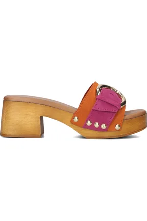 Lina Locchi Schoenen, Dames, Veelkleurig, 39 EU, Suède, Oranje en Paarse Suède Slippers