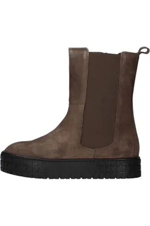 Hip Schoenen, Dames, Grijs, 39 EU, Suède, Meisjes Chelsea laarzen Stijlvol Taupe Suède