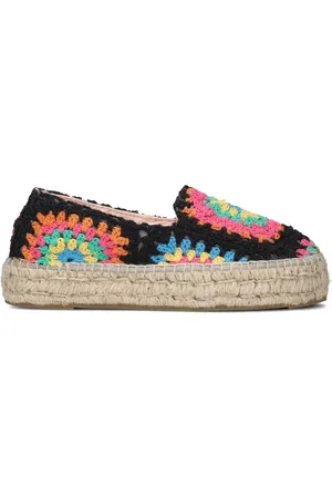 MANEBI Schoenen, Dames, Veelkleurig, 36 EU, Kleurrijke Gehaakte Espadrilles