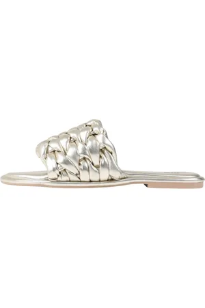 Bronx Schoenen, Dames, Geel, 37 EU, Leer, Gouden Leren Slippers Delan-y 8520-m