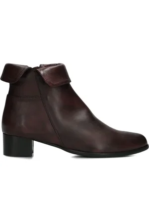 Everybody Schoenen, Dames, Rood, 37 EU, Leer, Rode Leren Enkellaarsjes 49146
