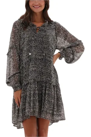 Moliin Kleedjes, Dames, Veelkleurig, S, Tiana Zwarte Midi Jurk
